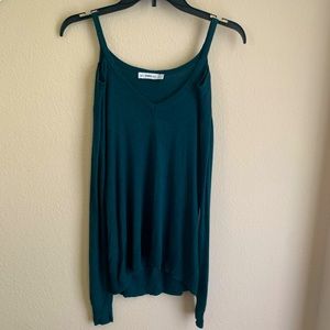 Zara knit forest green off the shoulder sweater